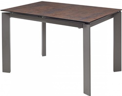 Прямоугольный раскладной стол из стекла и металла, цвет столешницы коричнево-черный
