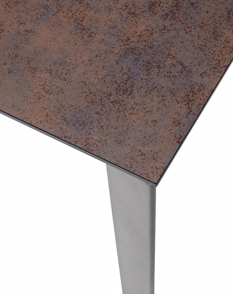 Прямоугольный раскладной стол из стекла и металла, цвет столешницы коричнево-черный