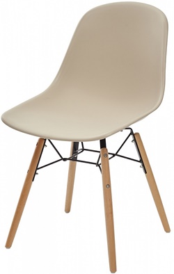 Дизайнерский пластиковый стул на деревянном каркасе, цвет бежевый