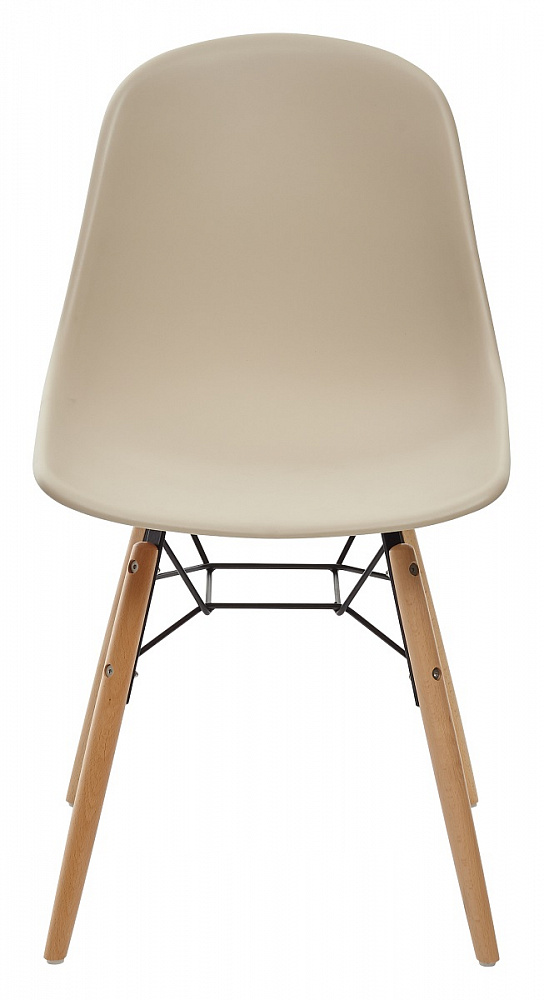 Дизайнерский пластиковый стул на деревянном каркасе, цвет бежевый