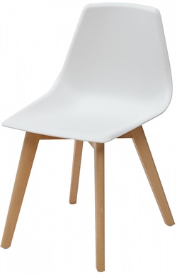Белый легкий пластиковый стул на деревянном каркасе в современном стиле eames