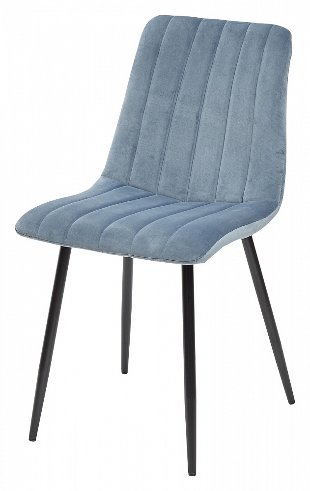 Мягкий универсальный стул, сиденье велюр цвет пудровый синий, ножки металл, цвет черный
