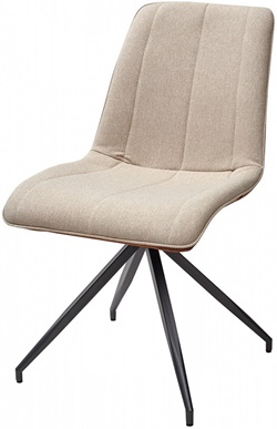 Мягкий современный стул, сиденье комбинированное, обито тканью бежевого цвета, сзади микрофибра коричнево-рыжего цвета, ножки металл темно-серого цвета