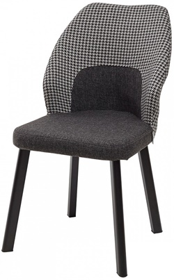 Универсальный мягкий стул на металлических ножках черного цвета, сиденье обито мягкой тканью, цвет комбинированный черный/гусиная лапка