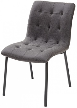 Универсальный, лаконичный, мягкий стул на металлокаркасе серого цвета, сиденье обито экокожей, цвет графит