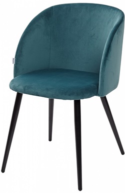 Комфортный мягкий стул, цвет пудровый зеленый, на черных металлических ножках