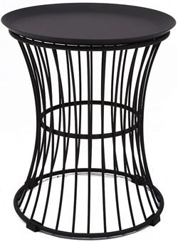 Стильный дизайнерский металлический круглый столик в черном цвете, столешница и каркас металл