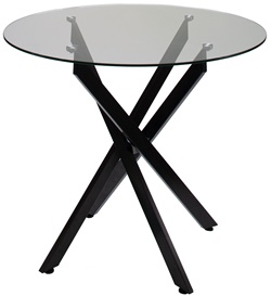 Стол круглый, в современном стиле, столешница прозрачное закаленное стекло, на металлической опоре черного цвета