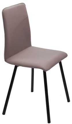 Мягкий стул в современном стиле, на металлических ножках черного цвета, обит тканью, цвет бежевый