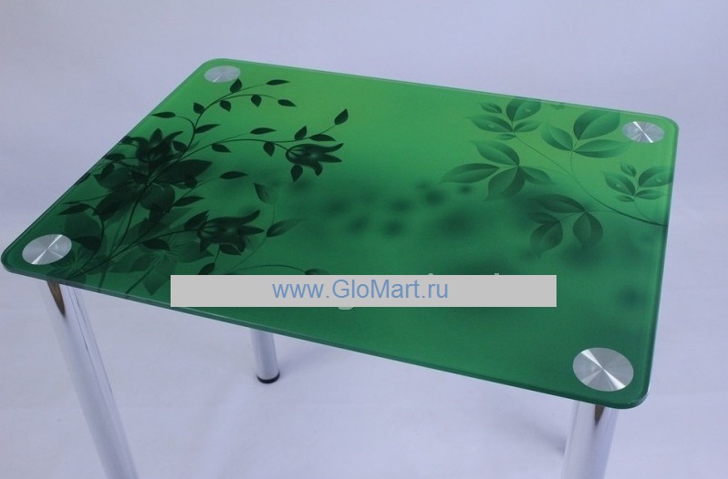 Прямоугольный обеденный стол из стекла и металла с УФ печатью