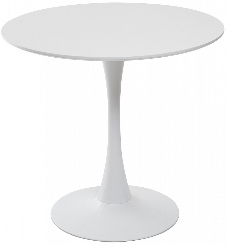 Круглый белый столик, столешница МДФ, ножка стола и основа металл