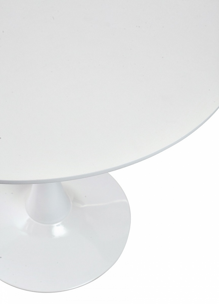 Круглый белый столик, столешница МДФ, ножка стола и основа металл