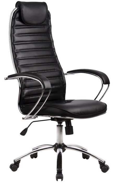 Эргономическое кресло из натуральной кожи черного цвета с регулируемой высотой
