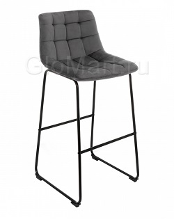 Барный стул серый на металлической опоре