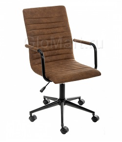 Компьютерное кресло с обивкой из коричневой ткани