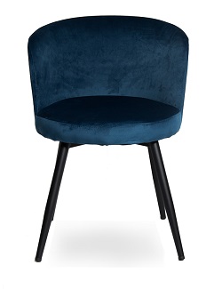 Дизайнерский стул из бархата. Цвет: темно-голубой.