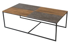 Прямоугольный журнальный столик на металлическом каркасе. Цвет: дуб американский/серый бетон.