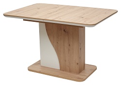 Прямоугольный деревянный стол на одной опоре. Цвет: дуб артисан/ белый