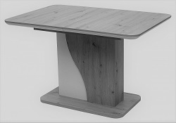 Прямоугольный деревянный раскладной стол на одной опоре. Цвет: бетон/ белый