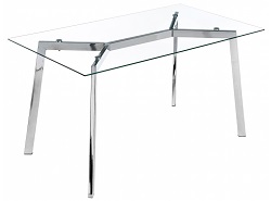 Прямоугольный стол из стекла и металла. Столешница прозрачная.