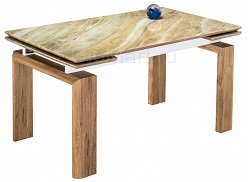Большой обеденный стол. Цвет  бежевый мрамор/дуб монтана.