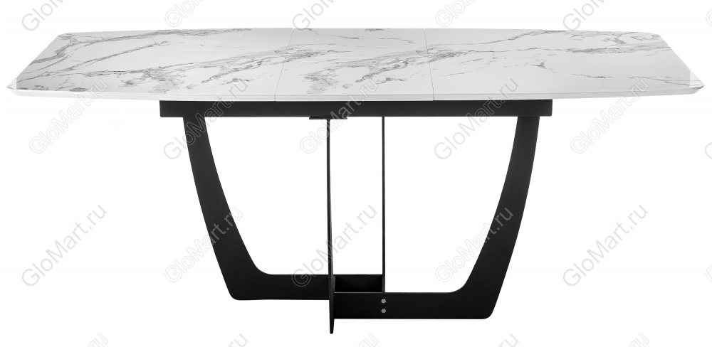 Раздвижной стол из МДФ на металлокаркасе. Цвет белый мрамор.