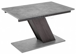 Раздвижной стол из ЛДСП на наклонной опоре. Цвет бетон Чикаго серый/дуб гладстоун табак.