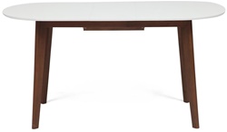 Обеденный раскладной стол, каркас массив бука коричневого цвета, столешница белый МДФ