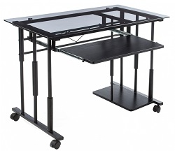 Компьютерный стол из стекла и МДФ/металла. Цвет черный.