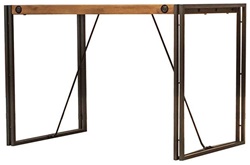 Обеденный стол из металла и массива акации с эффектом патины, столешница в натуральном цвете