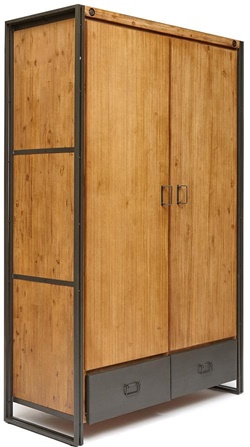 Шкаф платяной из массива акации и металла, цвет коричневый дым