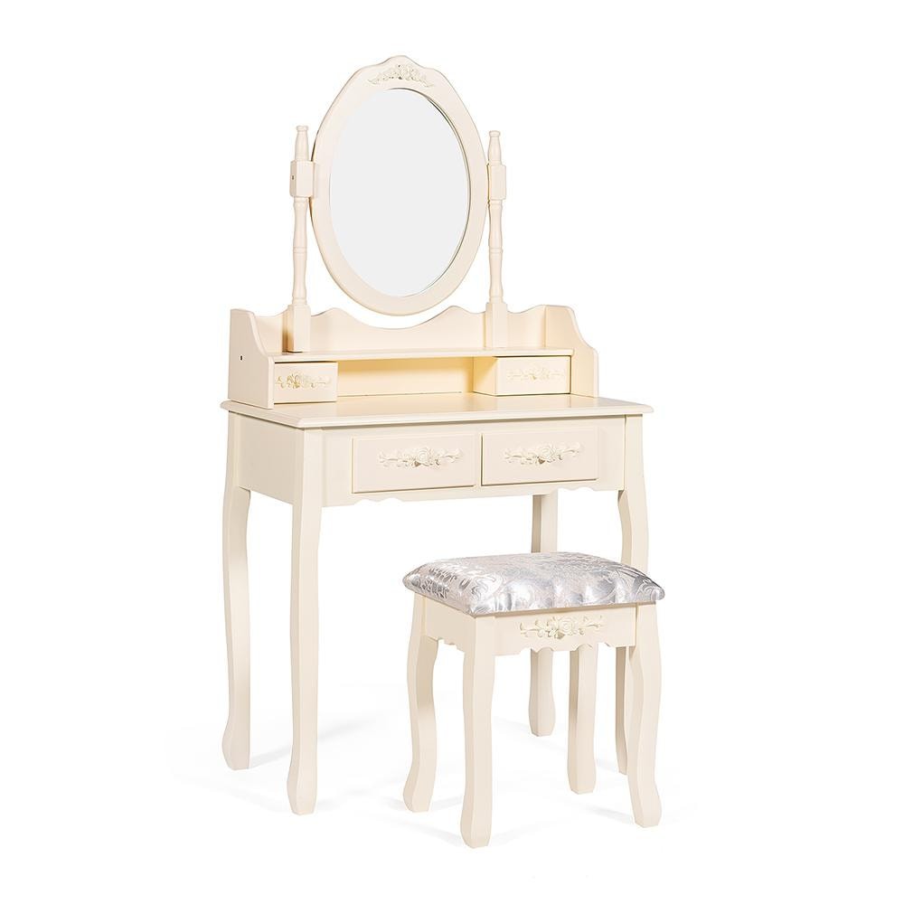 Белый туалетный столик: 42 фото маленького стола в стиле прованс и угловой модели в глянце с оформлением под классику