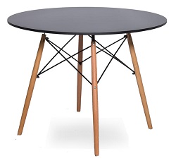 Круглый стол из МДФ на деревянных ножках. Цвет черный.
