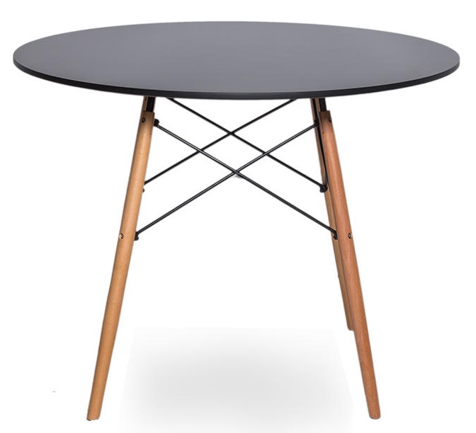 Круглый стол из МДФ на деревянных ножках. Цвет черный.