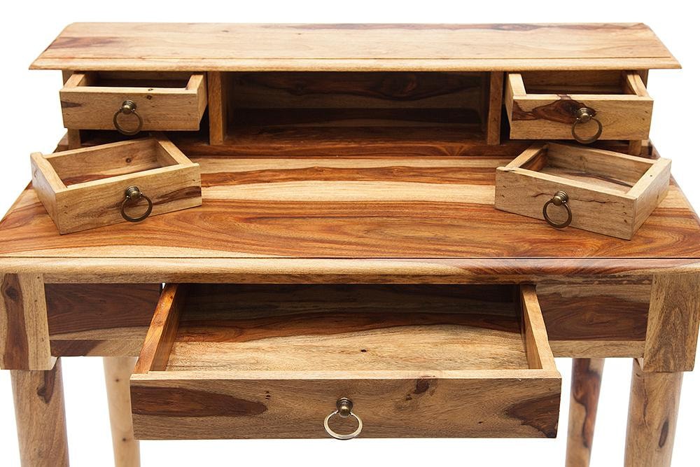 Стол-бюро с выдвижными ящиками из натурального дерева палисандр, фурнитура латунь