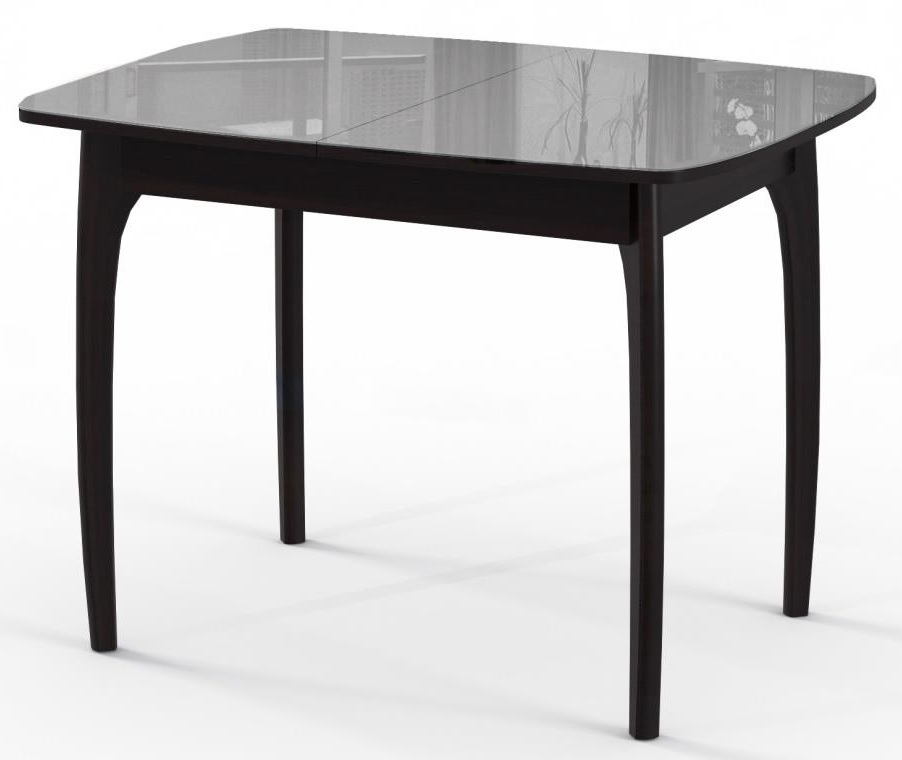 Обеденный раскладной стол со стеклом. Цвет серый/венге.