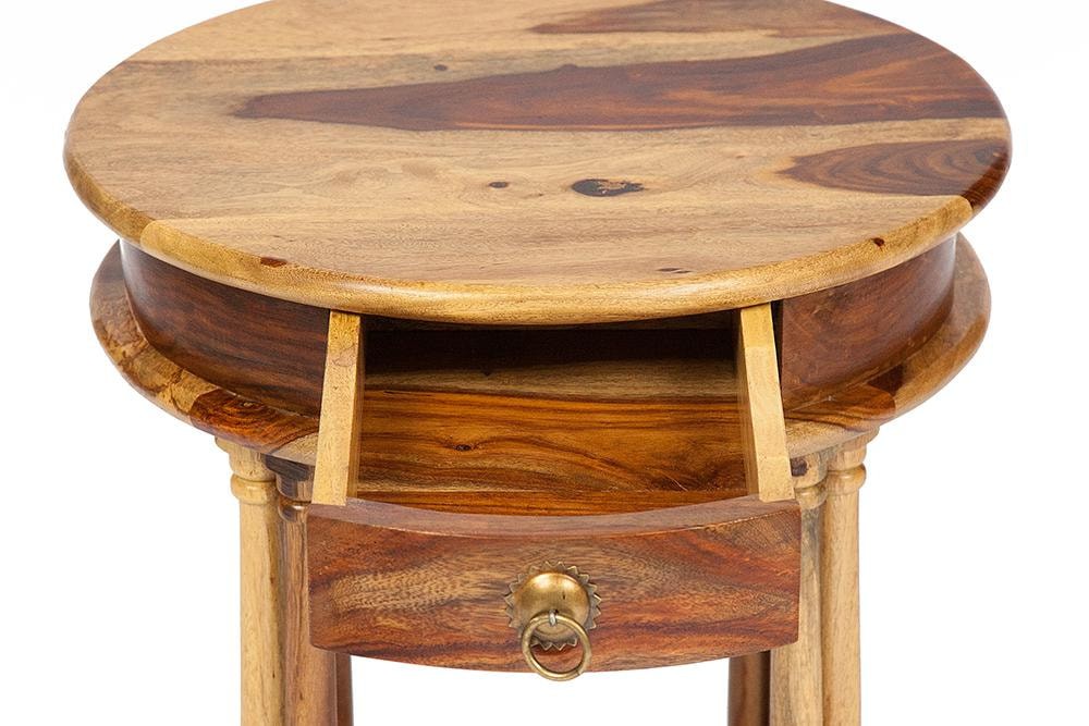 Круглый кофейный столик с выдвижным ящиком из натурального дерева палисандр