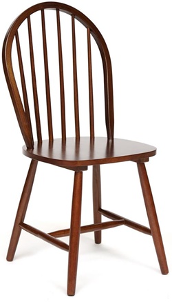 Стол с реечной спинкой в стиле кантри из дерева гевея, цвет темный орех