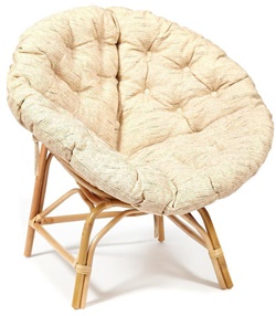 Круглое кресло из ротанга со съемной  мягкой подушкой в натуральном цвете 