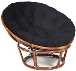 Круглое кресло из ротанга со съемной мягкой подушкой в черном цвете
