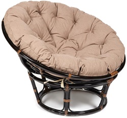 Круглое кресло из ротанга со съемной мягкой подушкой, цвет: античный коричневый