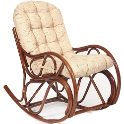 Кресло-качалка с подлокотниками из натурального ротанга, цвет: орех