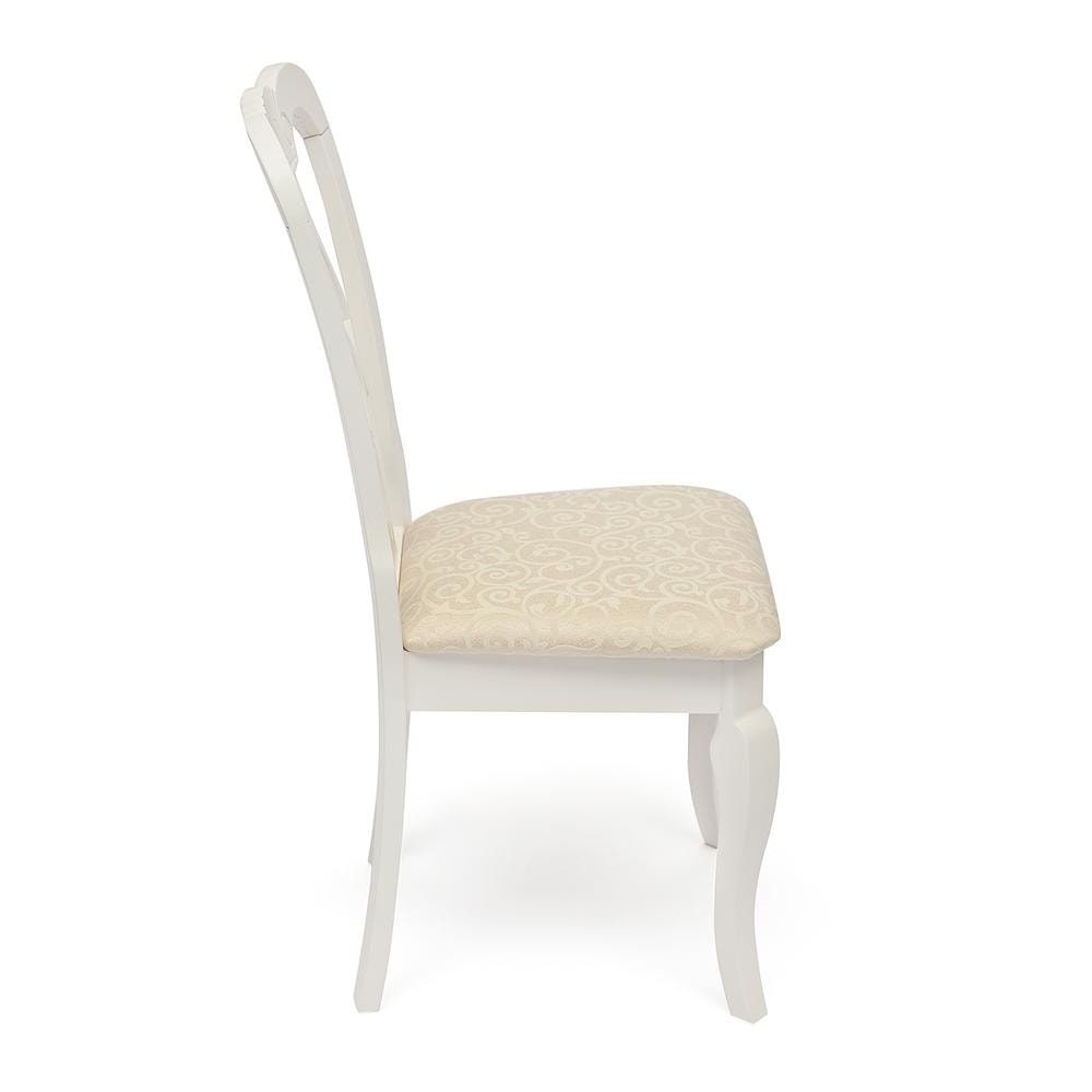 Деревянный стул с резной спинкой и мягким сиденьем, цвет Ivory white