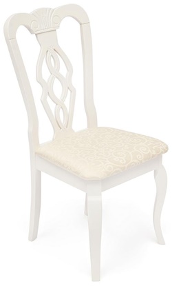 Деревянный стул с резной спинкой и мягким сиденьем, цвет Ivory white