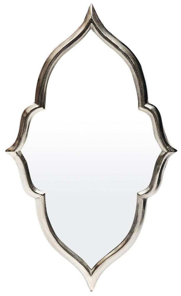 Металлическое зеркало в фигурной раме, цвет никель