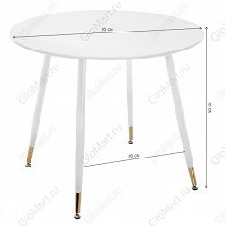 Круглый стол из МДФ. Опоры из металла. Цвет белый.