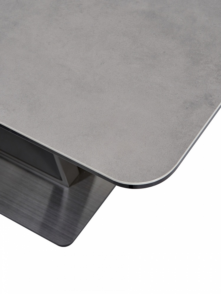 Раскладной стол, каркас металл, цвет серое серебро, столешница керамика+стекло цвета бетона