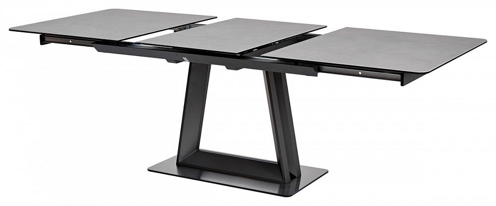 Раскладной стол, каркас металл, цвет серое серебро, столешница керамика+стекло цвета бетона