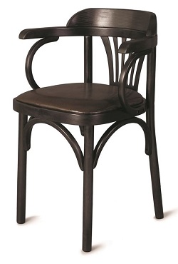 Венский деревянный стул с сиденьем из экокожи. Цвет венге, цвет экокожи коричневый.