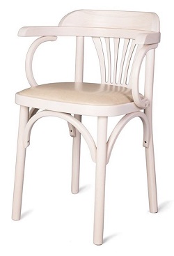 Венский деревянный стул с сиденьем из экокожи. Цвет беленый дуб, цвет экокожи бежевый.